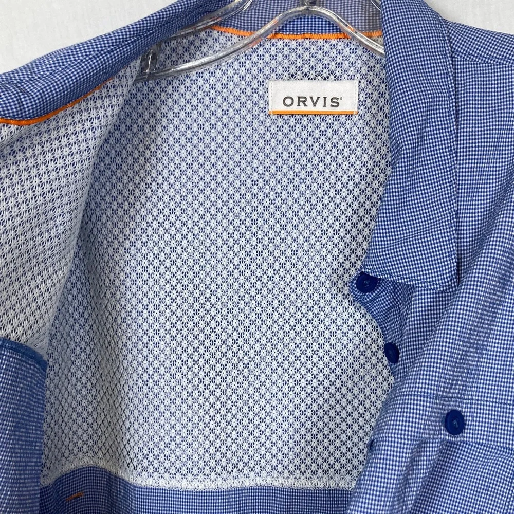 Orvis River Guide 2.0 Short-Sleeved Shirt in Ocean Blue Gingham/check Pattern L - Picture 11 of 12
